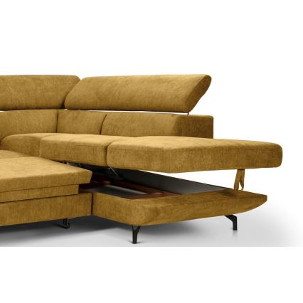 Eck-Schlafsofa mit Stauraum in L-Form BRESCIA, rechts, gelb