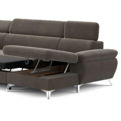 Eck-Schlafsofa mit Stauraum in U-Form CATANIA links, braun
