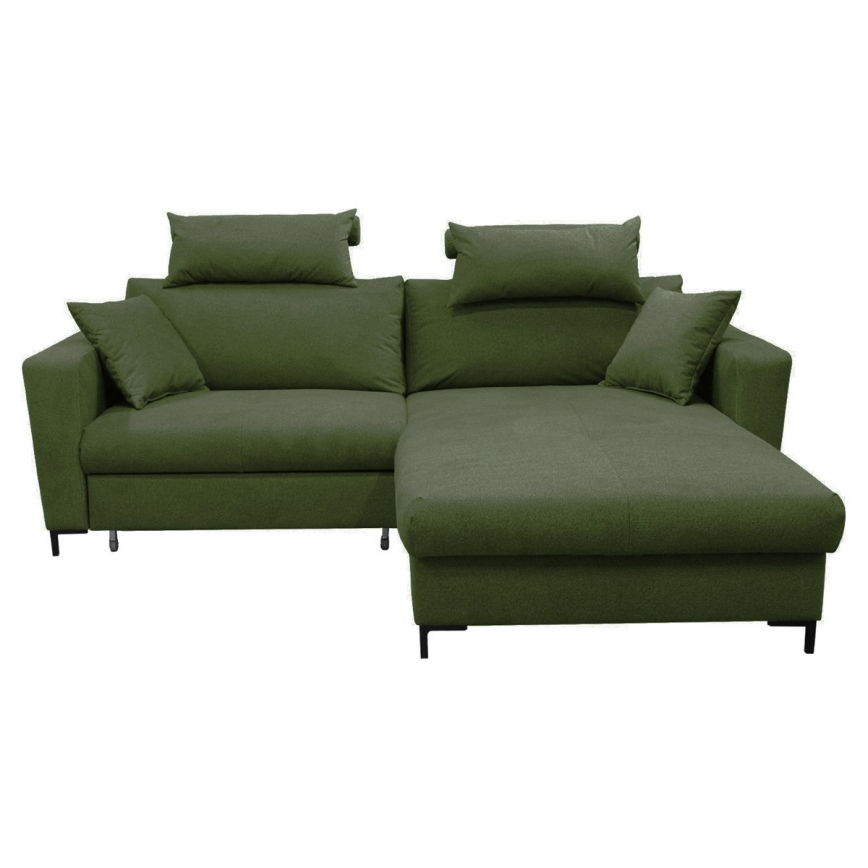 Ecksofa HORTA mit Schlaffunktion und Stauraum in L‑Form, rechts, grün