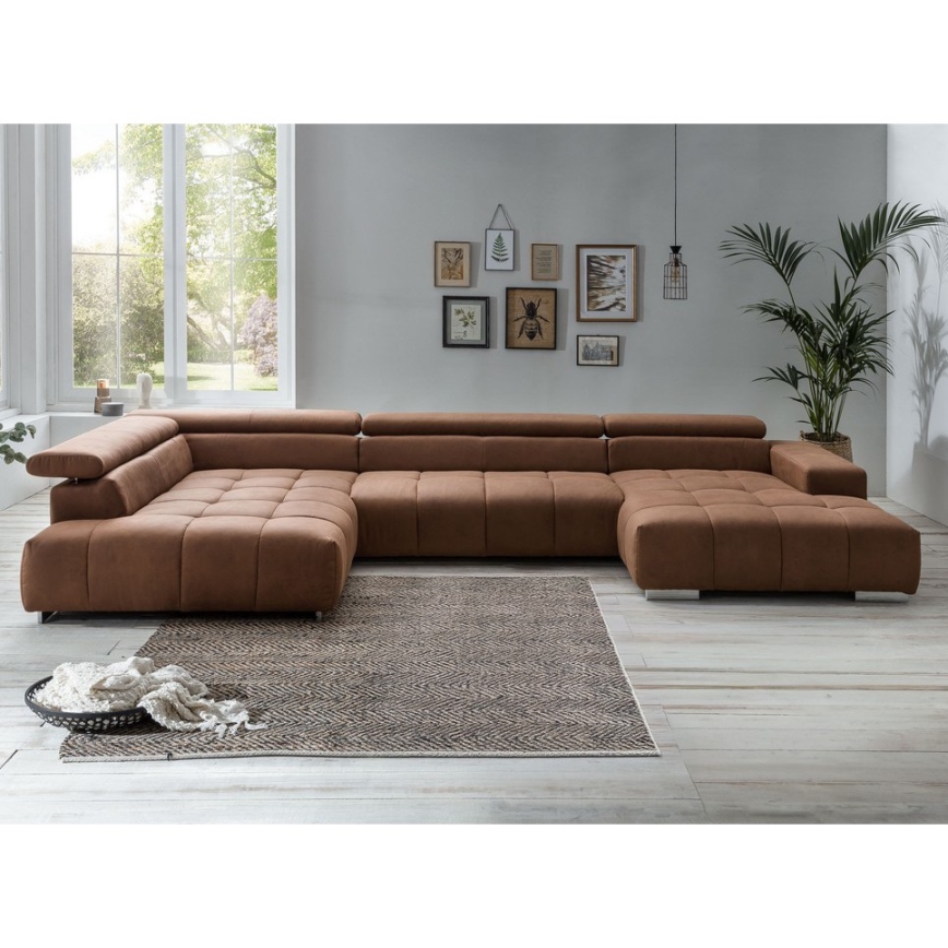 Ecksofa in U-Form TROPEA links braun