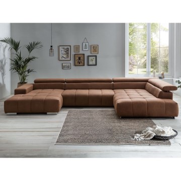Ecksofa in U-Form TROPEA, rechts, braun
