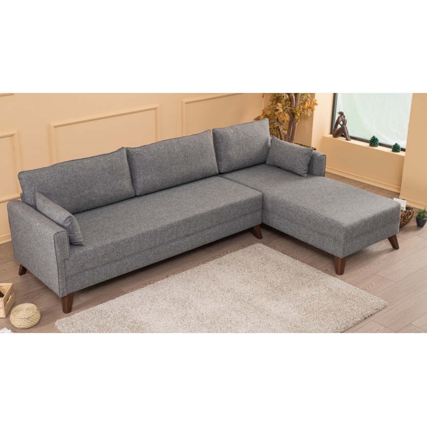 Ecksofa KORFU in L-Form, grau, rechts