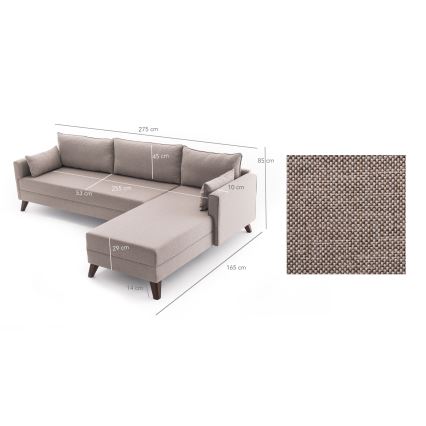 Ecksofa KORFU in L‑Form, cremefarben, rechts