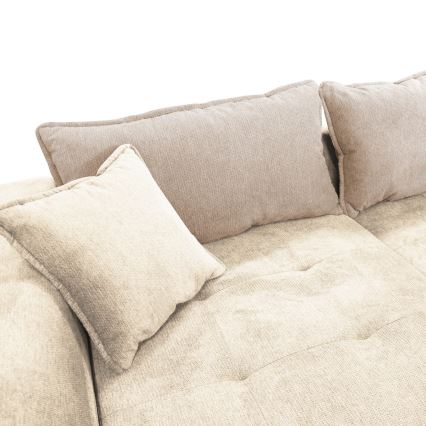 Eckgarnitur mit Schlaffunktion und Stauraum in L LAGOA links beige/braun