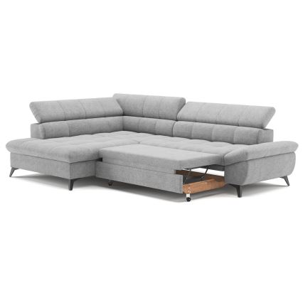 Ecksofa zum Ausklappen in L-Form MARANO links, grau