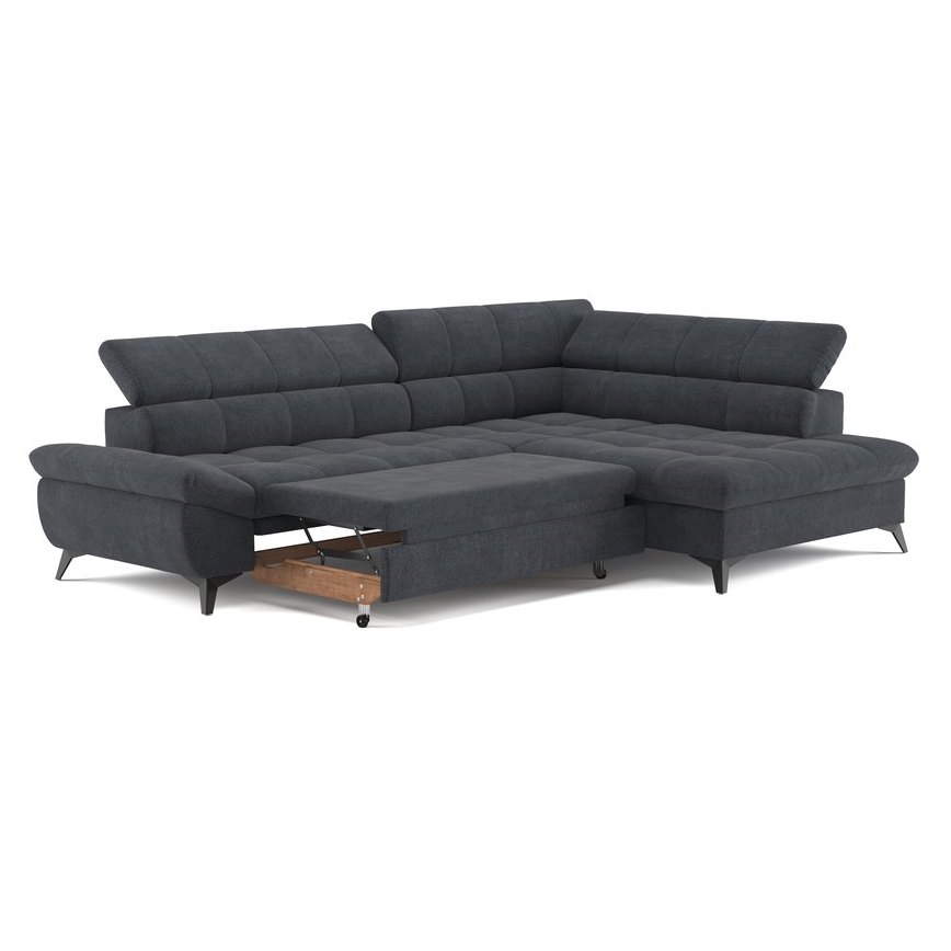 Eck-Schlafsofa MARANO, L-Form, rechts, schwarz