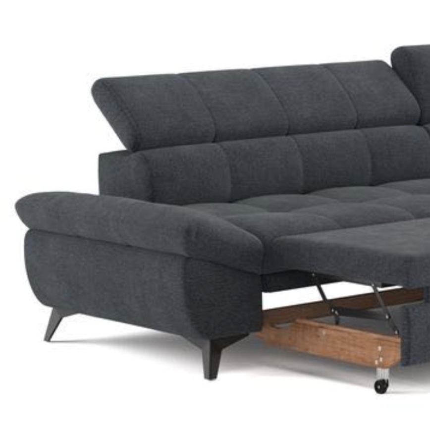 Eck-Schlafsofa MARANO, L-Form, rechts, schwarz