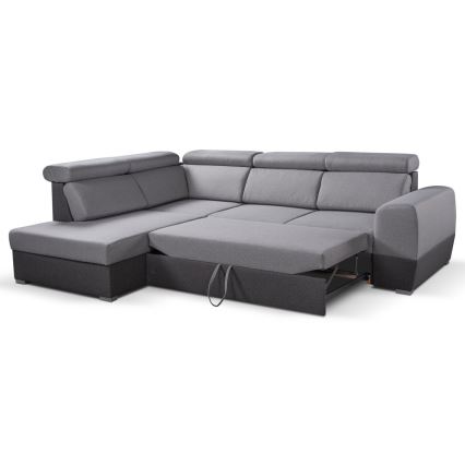 Eck-Schlafsofa in L-Form mit Stauraum MATRIX, grau, links