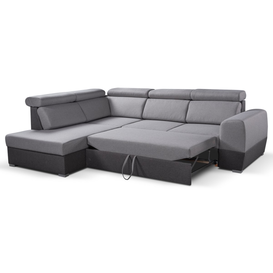 Eck-Schlafsofa in L-Form mit Stauraum MATRIX, grau, links