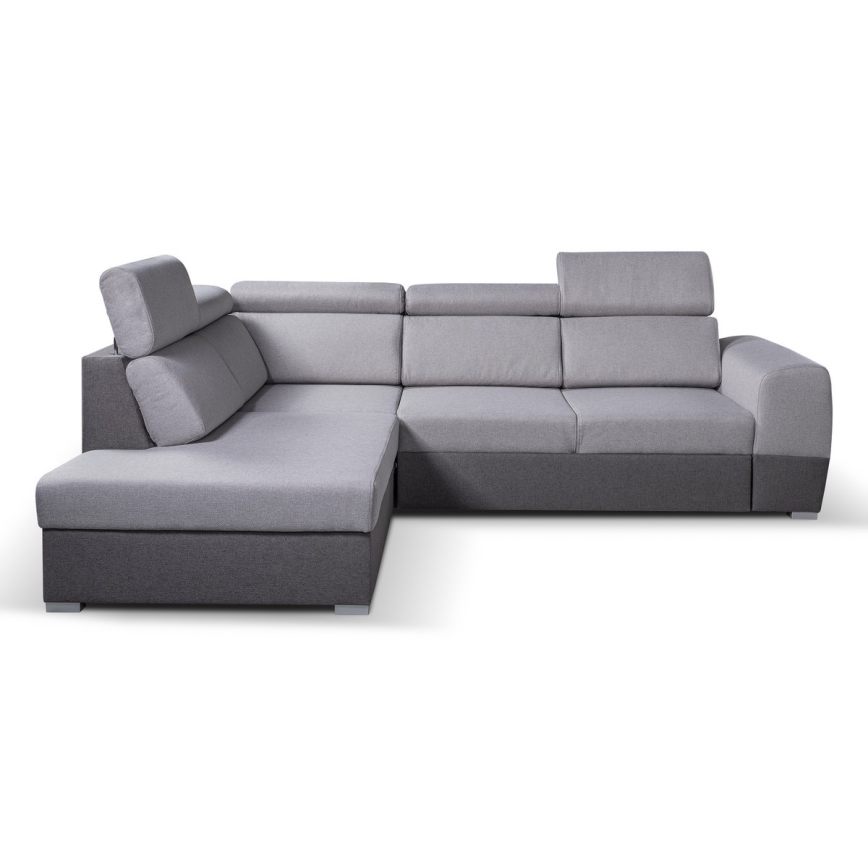 Eck-Schlafsofa in L-Form mit Stauraum MATRIX, grau, links