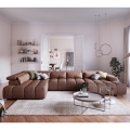 Ecksofa mit Kopfstützen in U-Form TROPEA links, braun