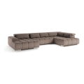 Ecksofa mit Kopfstützen in U-Form TROPEA, rechts, beige