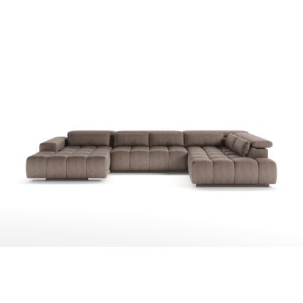 Ecksofa mit Kopfstützen in U-Form TROPEA, rechts, beige