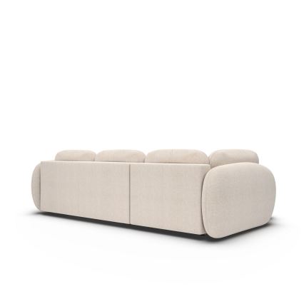 Ecksofa OLBIA in L-Form, links, beige, mit Schlaffunktion und Stauraum