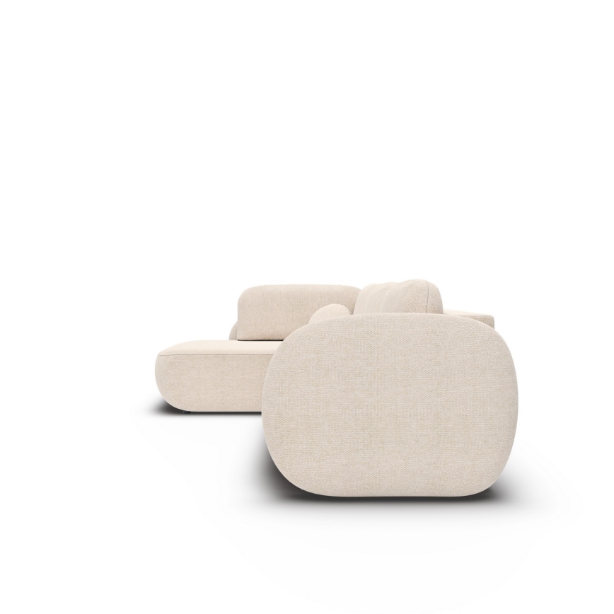 Ecksofa OLBIA in L-Form, links, beige, mit Schlaffunktion und Stauraum