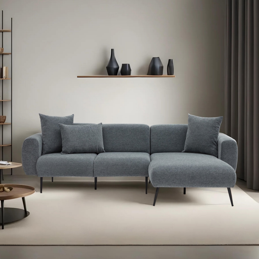 Ecksofa PISA, L‑Form, rechts, grau