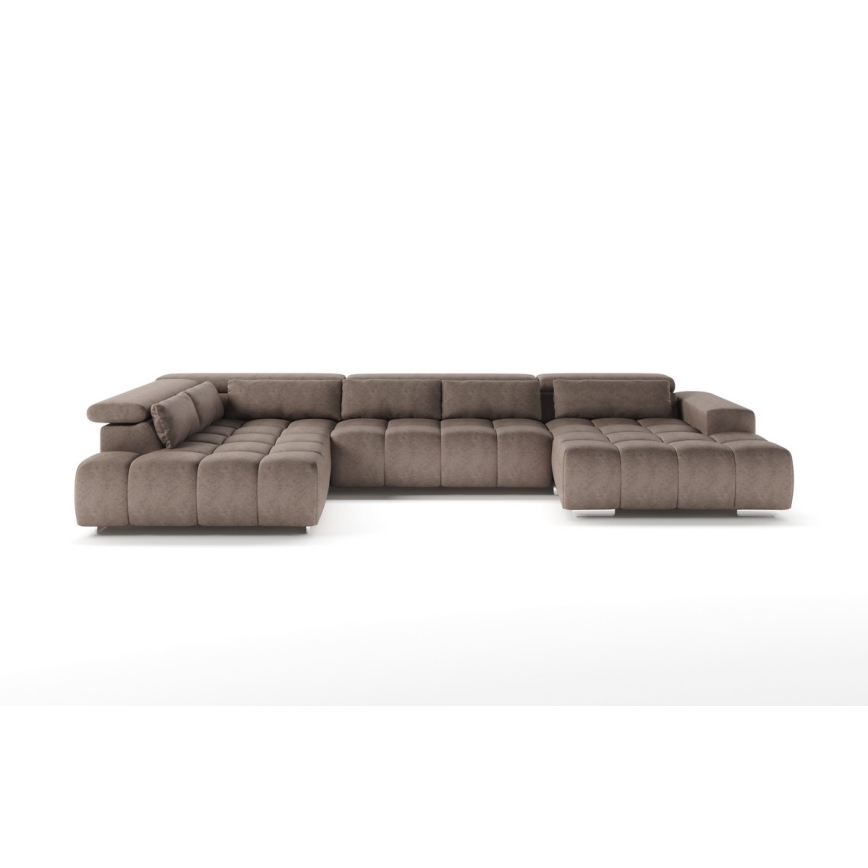 Ecksofa mit Kopfstützen in U-Form TROPEA links beige