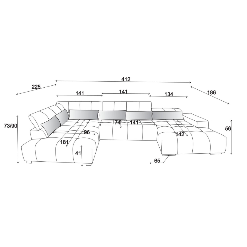 Ecksofa mit Kopfstützen in U-Form TROPEA links beige