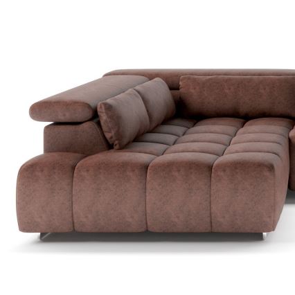 Ecksofa mit Kopfstützen in U-Form TROPEA links, braun