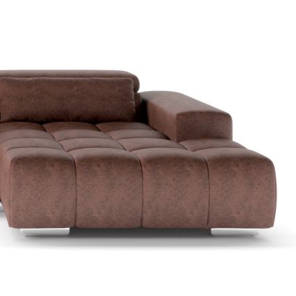 Ecksofa mit Kopfstützen in U-Form TROPEA links, braun