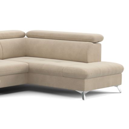Ausziehbare Eckcouch mit Stauraum in U-Form CATANIA, rechts, beige