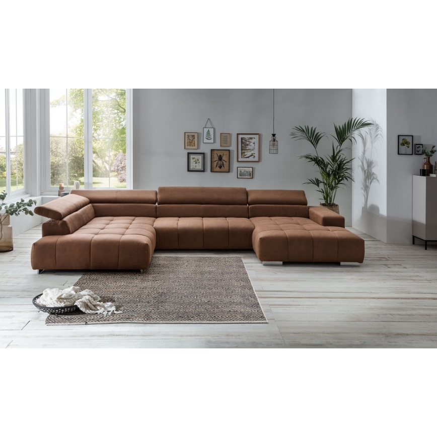 Ecksofa in U-Form TROPEA links braun