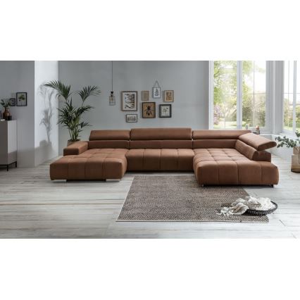 Ecksofa in U-Form TROPEA, rechts, braun