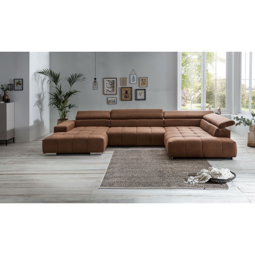 Ecksofa in U-Form TROPEA, rechts, braun
