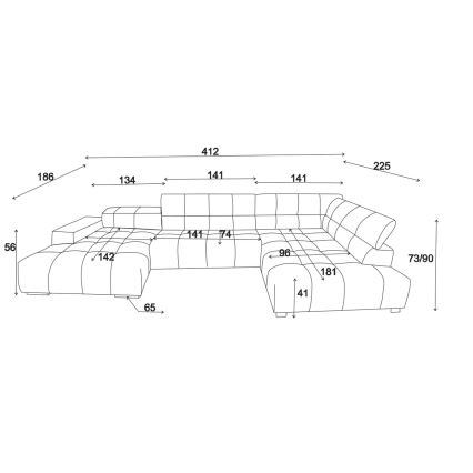 Ecksofa in U-Form TROPEA, rechts, braun