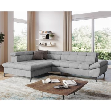 Ecksofa zum Ausklappen in L-Form MARANO links, grau