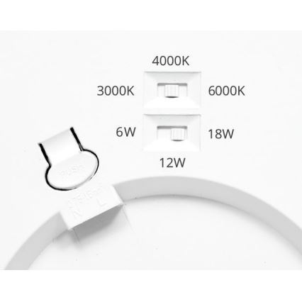 Dimmbares LED-Panel LEXA LED/6/12/18W/230V 3000/4000/6000K d 22,5 cm weiß