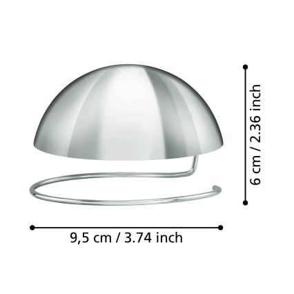 Eglo 11907 - Dekorative Kugelkappe für Leuchtmittel G95 glänzendes Chrom