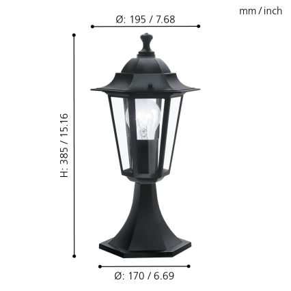 Eglo - Außenlampe 1xE27/60W schwarz IP44