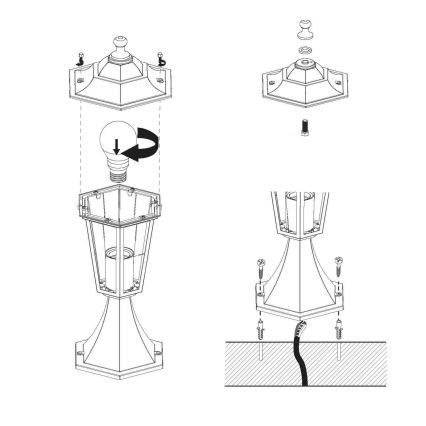 Eglo - Außenlampe 1xE27/60W schwarz IP44