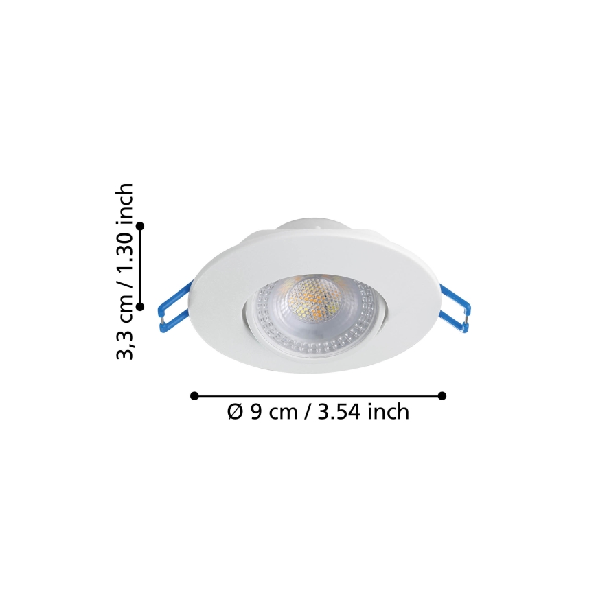 Eglo - 3er-LED-Einbauleuchten-Set LED/4,9 W/230 V 2700/4000/6500 K Ø 9 cm weiß