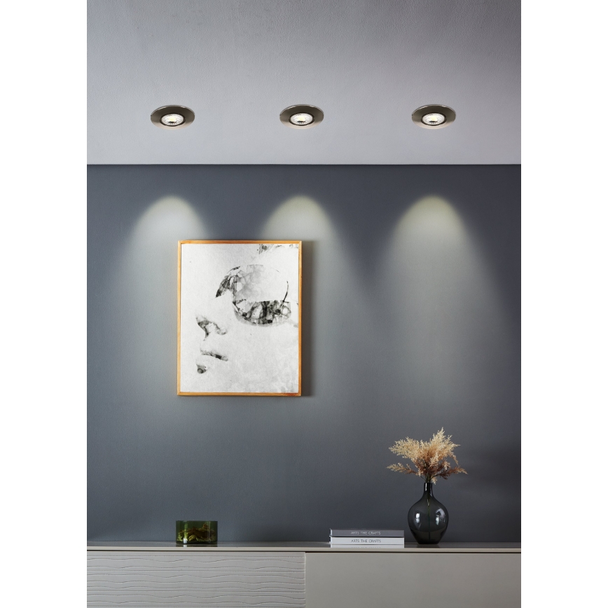 Eglo - Set 10× LED-Einbauleuchten LED/4,9W/230V 2700/4000/6500K Ø 9 cm matt-chrom