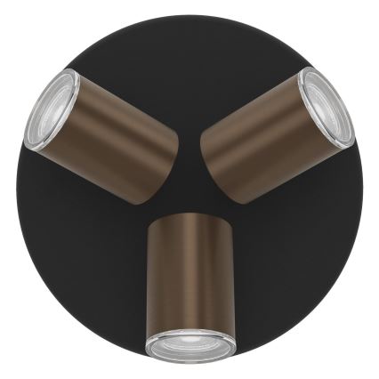 Eglo - Badezimmer-Deckenspot 3x GU10/5W/230V Ø 25 cm IP44 schwarz/braun