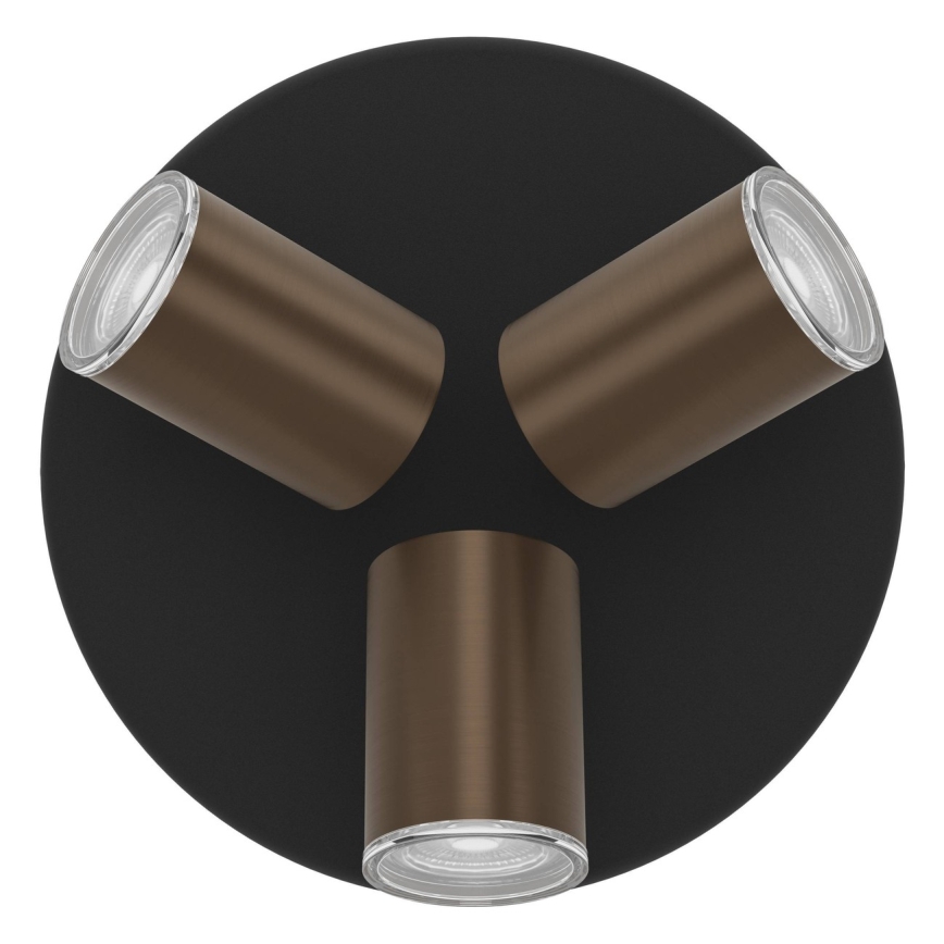 Eglo - Badezimmer-Deckenspot 3x GU10/5W/230V Ø 25 cm IP44 schwarz/braun