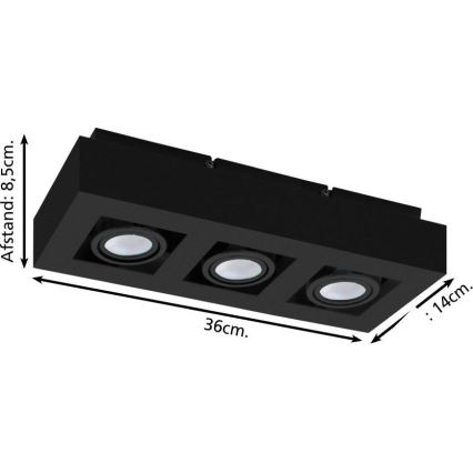 Eglo 31064 - LED-Spotleuchte MENDOZA 3xLED/4,7W/230V 3000K schwarz