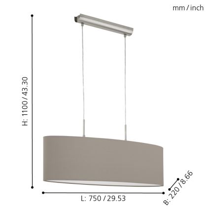 Eglo - Hängeleuchte 2xE27/60W/230V taupe