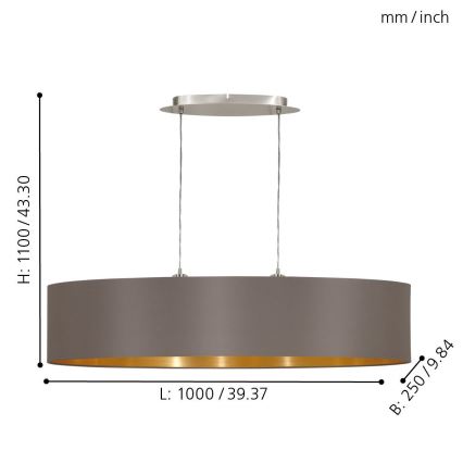 Eglo - Kronleuchter am Kabel 2xE27/60W/230V