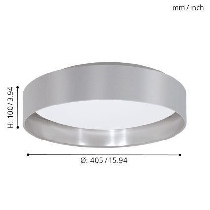 Eglo 31623 - LED-Deckenleuchte MASERLO LED/16W/230V 3000K Ø 40,5 cm grau/silber