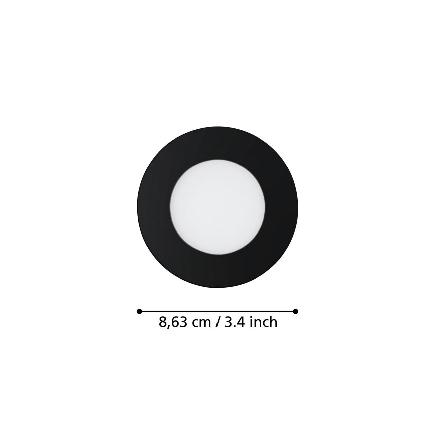 Eglo 31743 - 3er-Set dimmbare LED-Einbauleuchte für das Badezimmer FUEVA-Z 1xLED/2,8W/230V 2700-6500 K IP44 schwarz Ø 8,5 cm