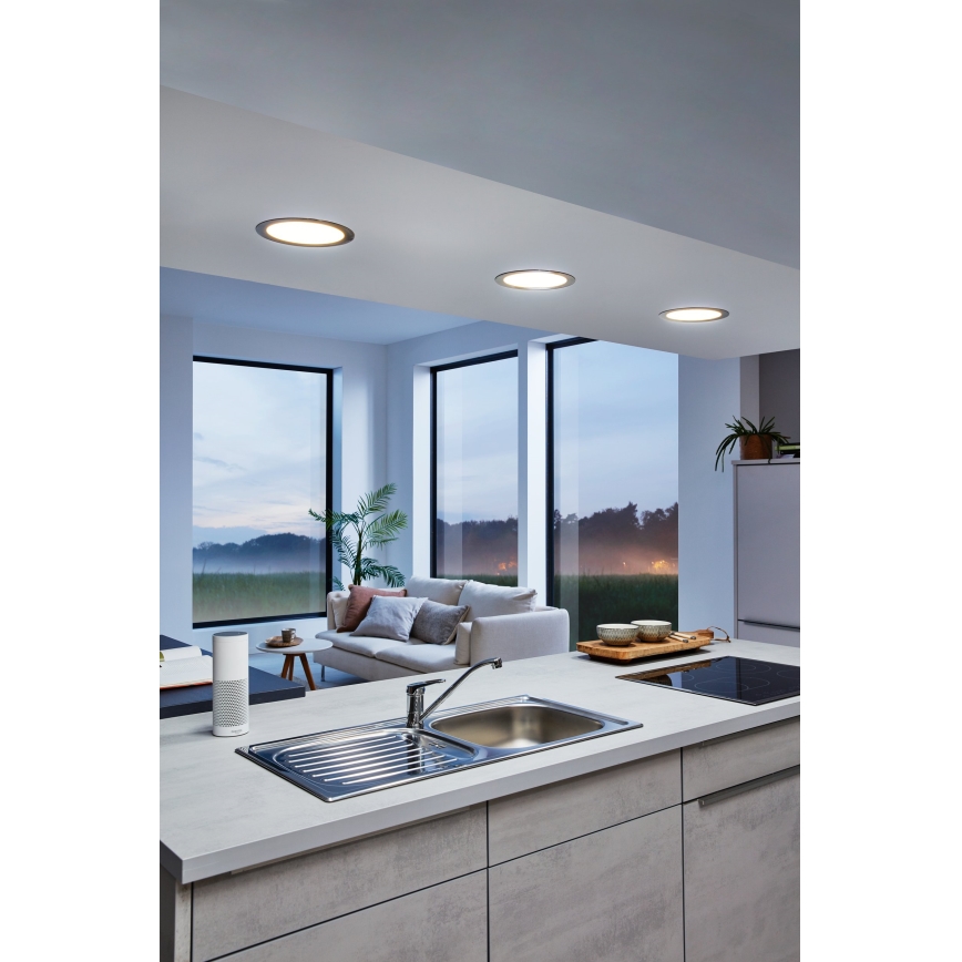 Eglo 31744 - LED-dimmbarer Badezimmer-Einbaustrahler FUEVA-Z LED/10,5W/230V 2700-6500K IP44 schwarz Ø 16,5 cm