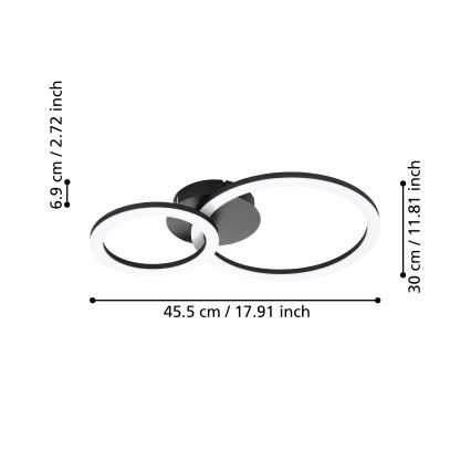 Eglo 31772 - Dimmbare LED-Deckenleuchte PARRAPOS-Z LED/15W/230V 3000-6500K schwarz