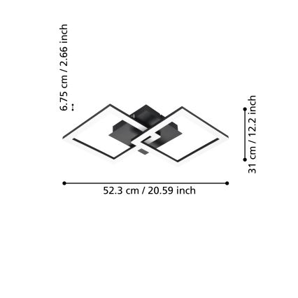 Eglo 31774 - Dimmbare LED-Deckenleuchte PARANDAY-Z LED/21,5W/230V 3000-6500K schwarz