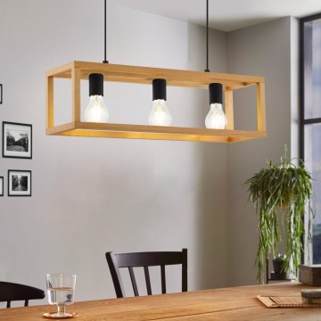 Eglo 32144 - Pendelleuchte BLACKCROWN an Kabel 3xE27/40W/230V braun