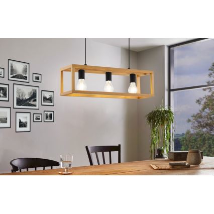 Eglo 32144 - Pendelleuchte BLACKCROWN an Kabel 3xE27/40W/230V braun