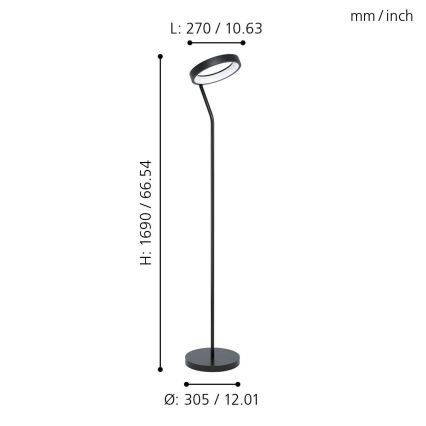 Eglo 32327 - LED RGBW dimmbare Stehleuchte MARGHERA-C LED/15,5W/230V 2700-6500K schwarz