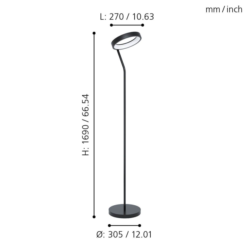 Eglo 32327 - LED RGBW dimmbare Stehleuchte MARGHERA-C LED/15,5W/230V 2700-6500K schwarz